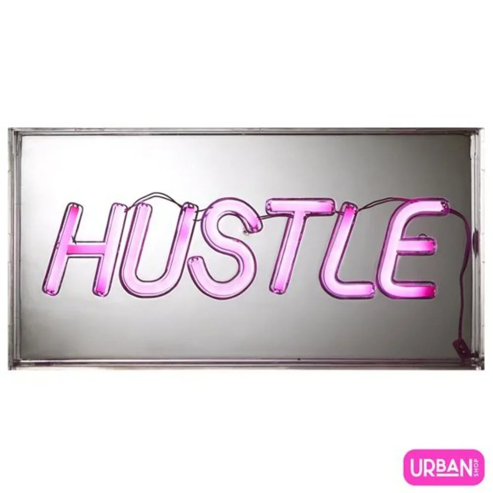 Urban Shop LED Neon Hustle Light-up Clear Acrylic Box, Pink